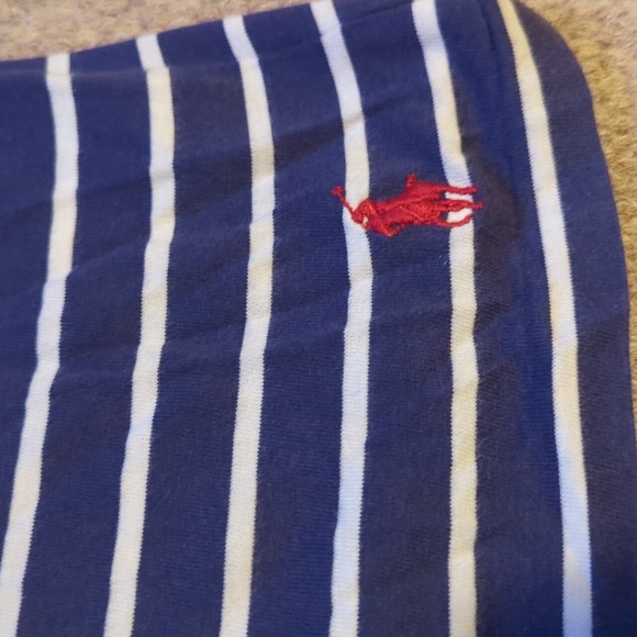 Mens Polo Ralph Lauren striped V-Neck T-shirt size large blue/white - Picture 2 of 4